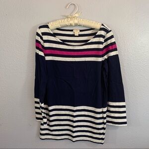 J Crew Multicolor Striped 3/4 Sleeve Boatneck Top